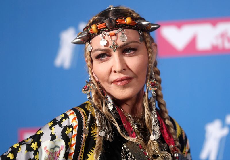 FILE PHOTO: 2018 MTV Video Music Awards - Photo Room - Radio City Music Hall, New York, U.S., August 20, 2018. - Madonna poses backstage. REUTERS/Carlo Allegri/File Photo