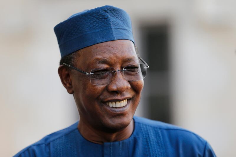 Idriss Deby Itno arrives at the G5 Sahel summit in Pau, southwestern France in January 2020. AP