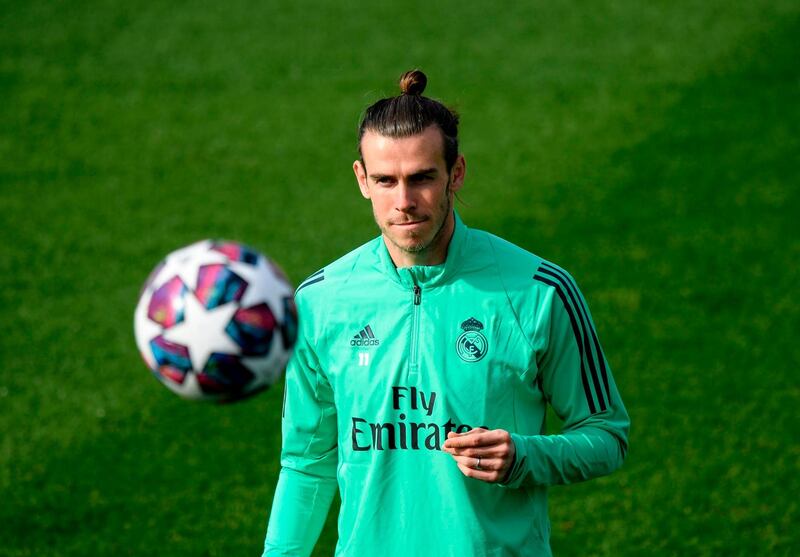 Gareth Bale takes part in a training session before Real Madrid's Champions League match against Manchester City. Reuters