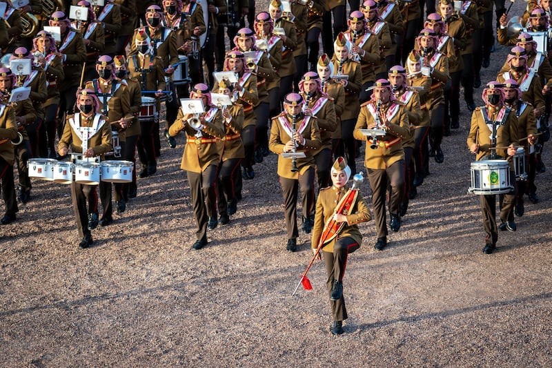 King Abdullah II, the Supreme Commander of the Jordan Armed Forces-Arab Army, accompanied by Crown Prince Al Hussein, attends JAF and security agencies’ ceremony marking the state’s centennial. Courtesy Royal Hashemite Court