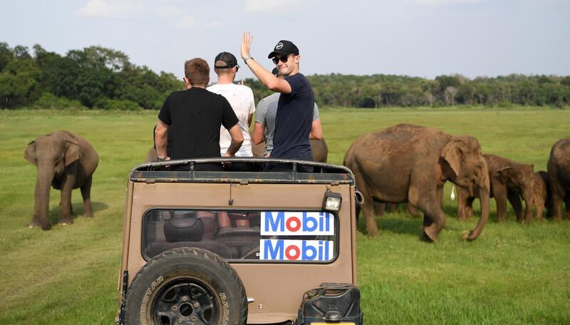 Chris Woakes of England takes part in an elephant safari at Kaudulla National Park in Dambulla. Getty Images