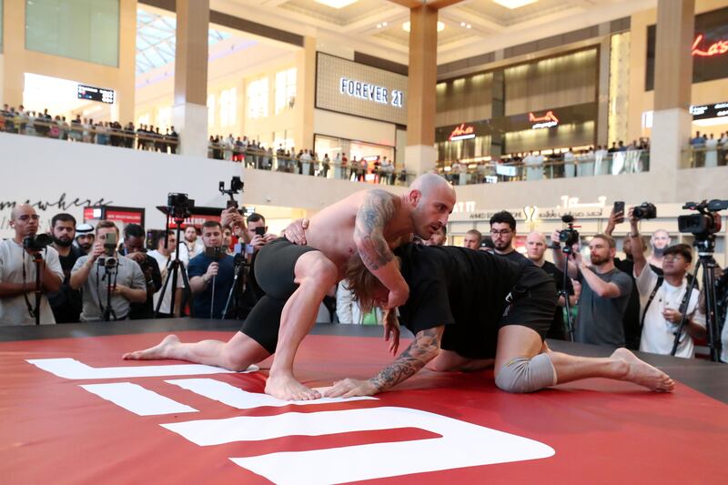Alexander Volkanovski during an open workout ahead of his fight against Islam Makhachev at UFC 294