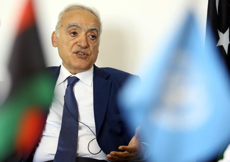 Ghassan Salame, UN special envoy for Libya and head of the UN Support Mission in Libya (UNSMIL), speaks during an interview with AFP in the Libyan capital Tripoli on September 29, 2018. / AFP / MAHMUD TURKIA
