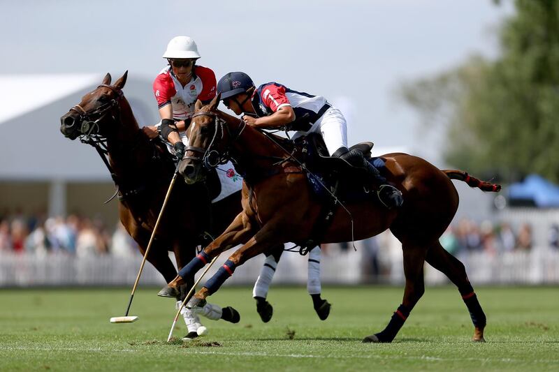 Julio Arellano of the USA and Tommy Beresford of Flannels England during the Westchester Cup.   Jordan Mansfield / Getty Images