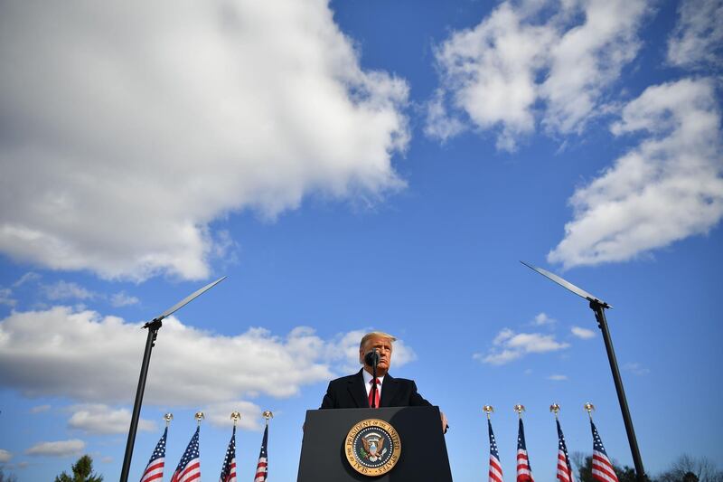 US President Donald Trump speaks at a "Make America Great Again" rally in Newton, Pennsylvania.  AFP