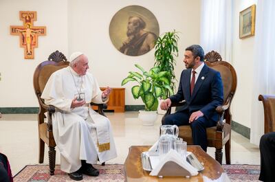 Pope Francis received the letter from Sheikh Abdullah bin Zayed on behalf of Sheikh Mohamed bin Zayed, Crown Prince of Abu Dhabi and Deputy Supreme Commander of the UAE Armed Forces. MOFAIC