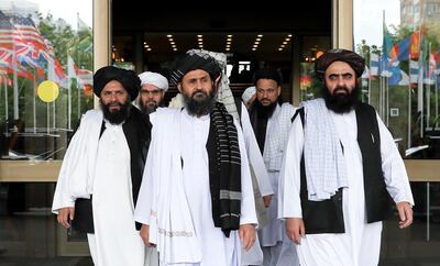FILE PHOTO: Members of a Taliban delegation leaving after peace talks with Afghan senior politicians in Moscow, Russia May 30, 2019. REUTERS/Evgenia Novozhenina/File Photo