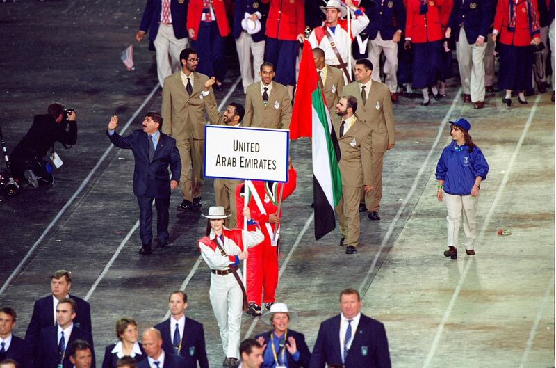 15 Sep 2000:  The United Arab Emirates Olympic Team during the Opening Ceremony of the Sydney 2000 Olympic Games at the Olympic Stadium in Homebush Bay, Sydney, Australia. Mandatory Credit: Clive Brunskill /Allsport