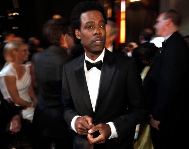 Chris Rock is seen backstage at the 84th Academy Awards on Sunday, Feb. 26, 2012, in the Hollywood section of Los Angeles. (AP Photo/Chris Carlson)