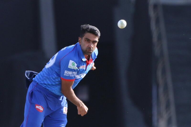 Ravichandran Ashwin of Delhi Capitals bowls during match 42 of season 13 of the Dream 11 Indian Premier League (IPL) between the Kolkata Knight Riders and the Delhi Capitals at the Sheikh Zayed Stadium, Abu Dhabi  in the United Arab Emirates on the 24th October 2020.  Photo by: Pankaj Nangia  / Sportzpics for BCCI