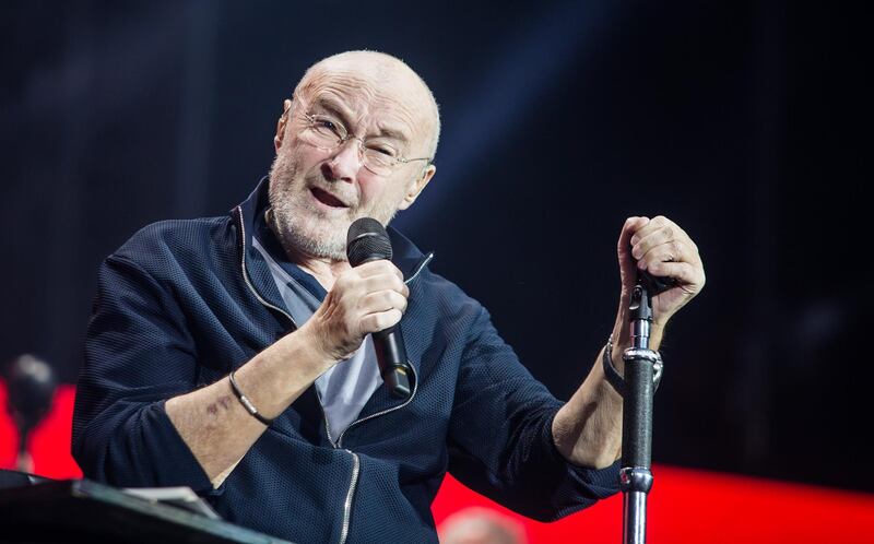 British singer Phil Collins performs on stage at the Mercedes-Benz Arena in Stuttgart on June 5, 2019. (Photo by Christoph Schmidt / dpa / AFP) / Germany OUT