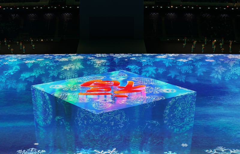 A projection display during the opening ceremony of the Beijing 2022 Winter Olympics. Getty