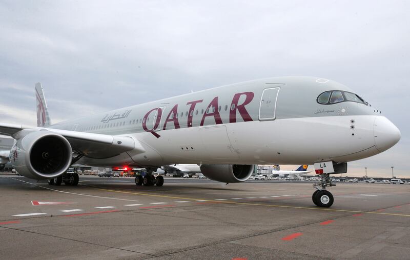 A Qatar Airways Airbus A350. Qatar has had its laptop ban lifted on flights to the US. Michael Probst / AP Photo