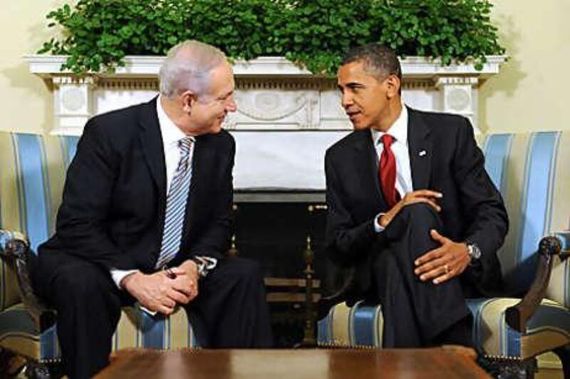 The US president Barack Obama, right, meets with Israel's prime minister Benjamin Netanyahu in Washington DC.