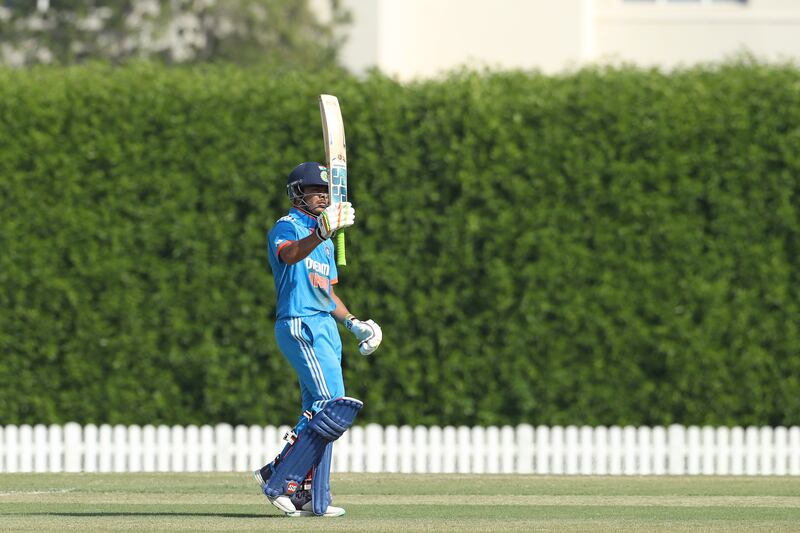 India captain Uday Saharan after reaching his fifty in Dubai
