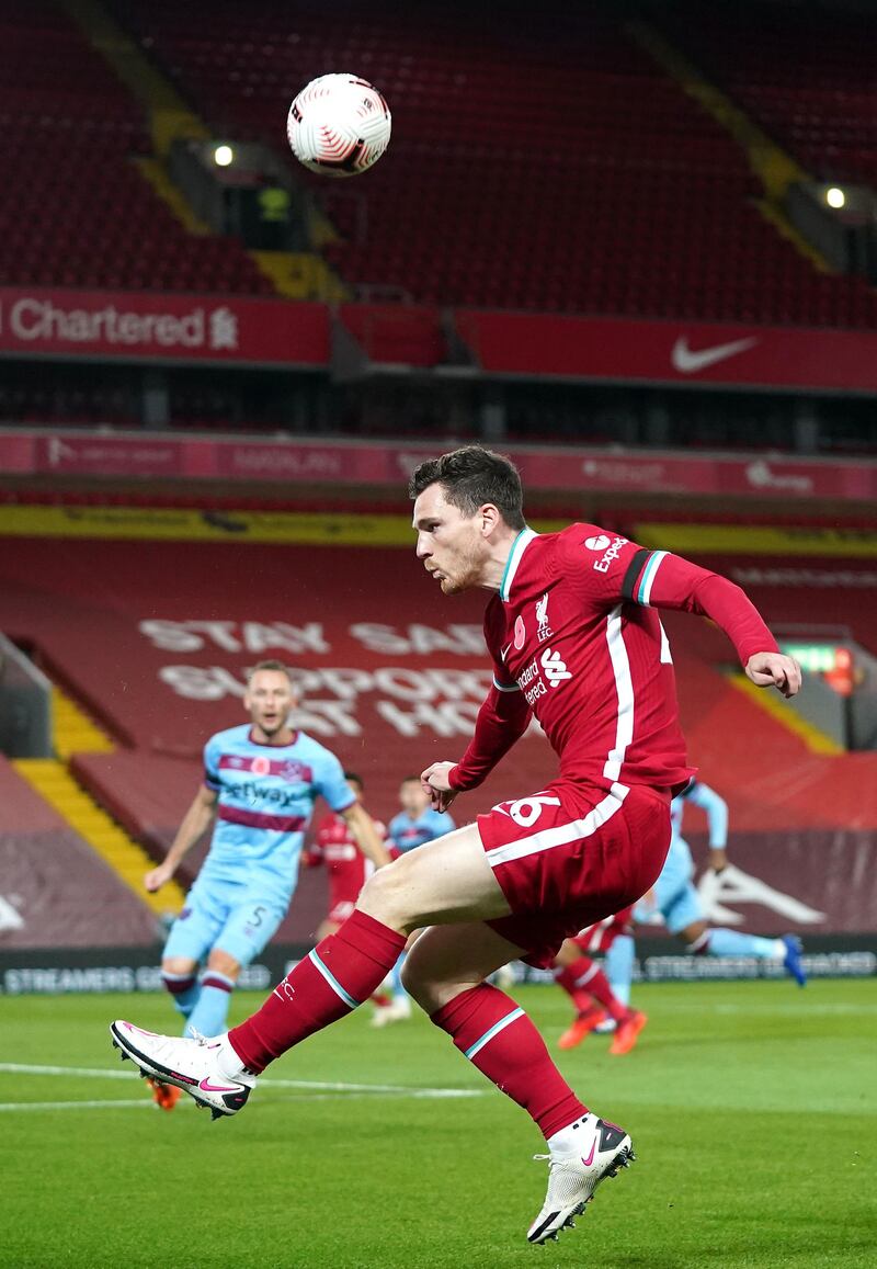 1) Andrew Robertson (Liverpool) 65 crosses in 8 games. PA