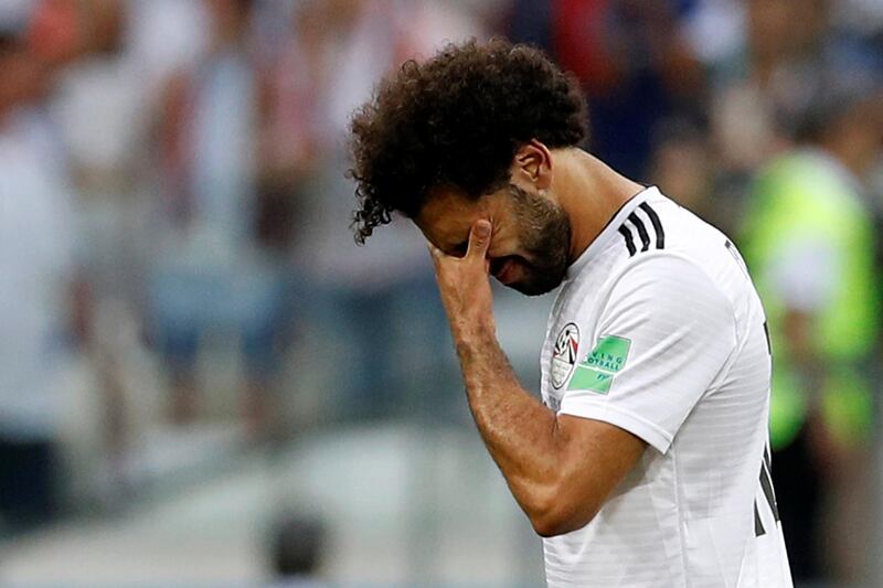 Egypt's Mohamed Salah looks dejected after the match. Reuters