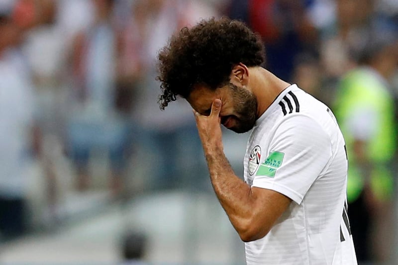 Egypt's Mohamed Salah looks dejected after the defeat to Saudi Arabia. Darren Staples / Reuters