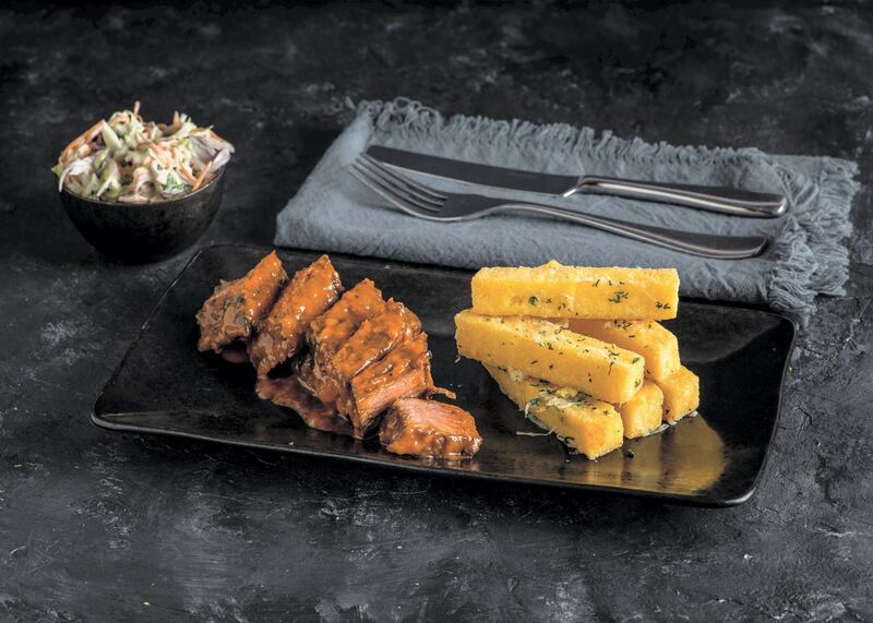 Boneless shortribs with chunky polenta fries are available from Vox Gold. Courtesy Vox Cinemas