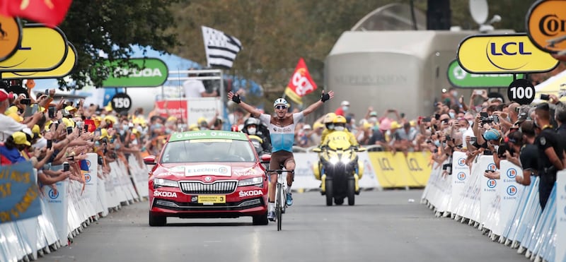 Nans Peters celebrates his win. Reuters