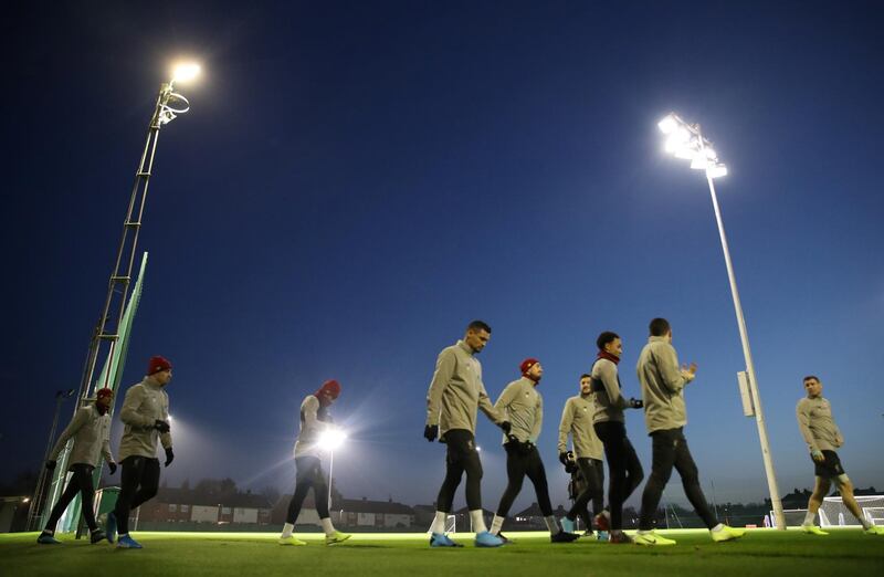 Liverpool players during training. Reuters
