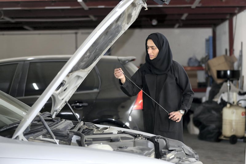 Sharjah, United Arab Emirates - Reporter: Shireena Al Nowais. News. Huda Al Matrooshi is the first female Emirati car mechanic. Tuesday, April 6th, 2021. Sharjah. Chris Whiteoak / The National