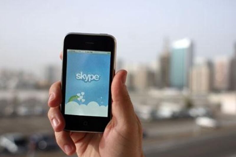 April 1, 2009 / Abu Dhabi / Skype on iphone April 2, 2009. (Sammy Dallal / The National)

