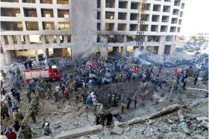 The site of the blast that killed Lebanon's prime minister Rafiq Hariri in central Beirut. Anwar Amro / AFP Photo