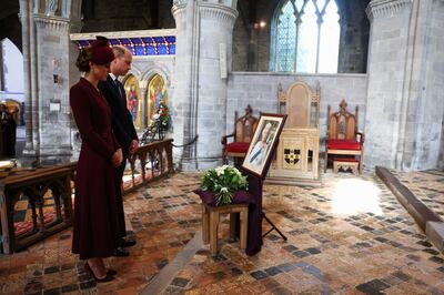 The Prince and Princess of Wales attend the service at St Davids Cathedral, Haverfordwest, Wales. PA