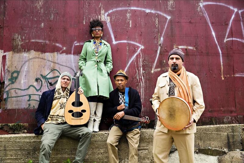 The Afro-funk group Alsarah & the Nubatones, from left, Brandon Terzic, Alsarah, Mawuena Kodjovi and Rami El Aasser. Courtesy The Music Room