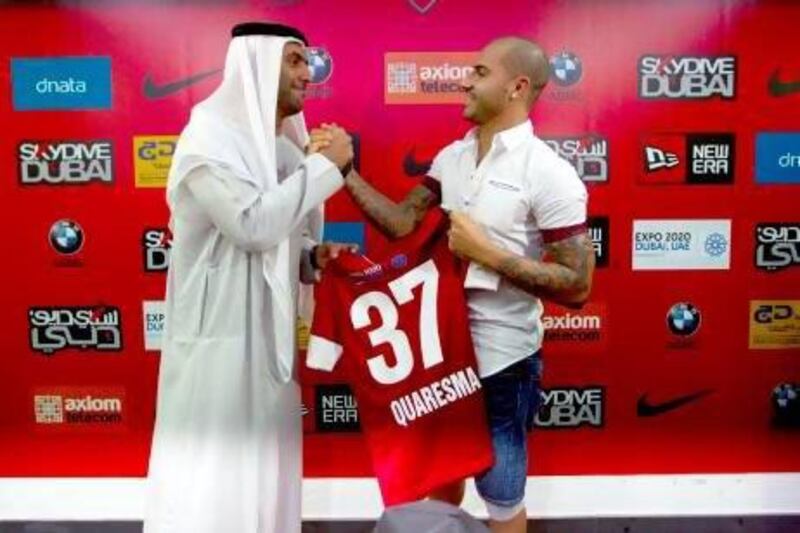 Ricardo Quaresma, right, moves to UAE with the pedigree of having played for Barcelona, Chelsea and Inter Milan among others. Christopher Pike / The National