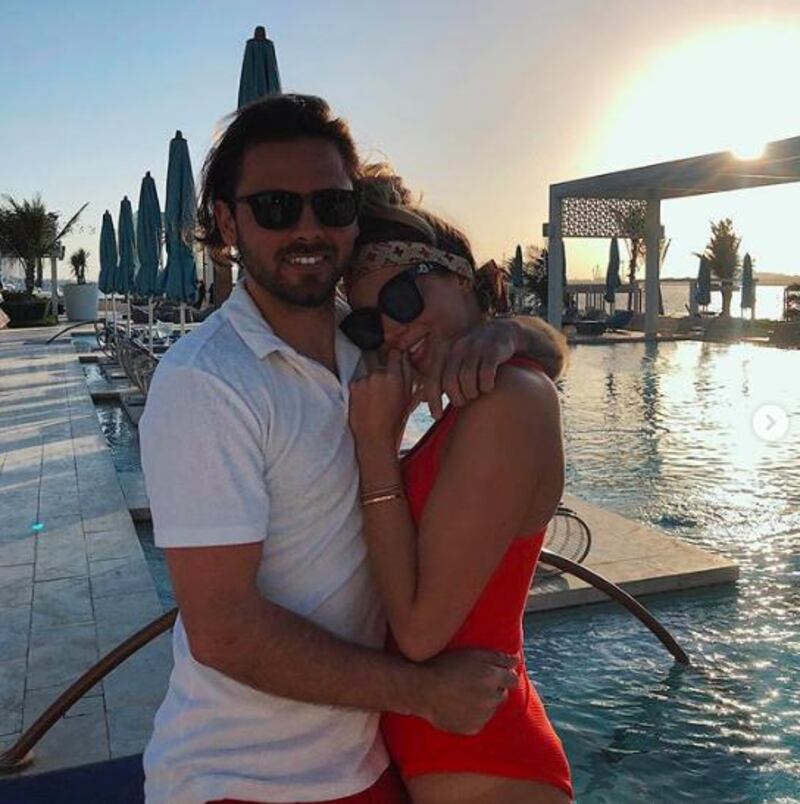 'Love Island' star Olivia Attwood with new love, Blackburn Rovers football player, Bradley Dack. Drift Beach Dubai. Instagram / Olivia Attwood