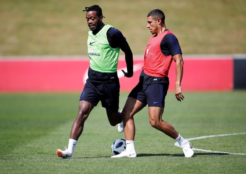 England's Nathaniel Chalobah and Jake Livermore during training. Carl Recine / Action Images via Reuters
