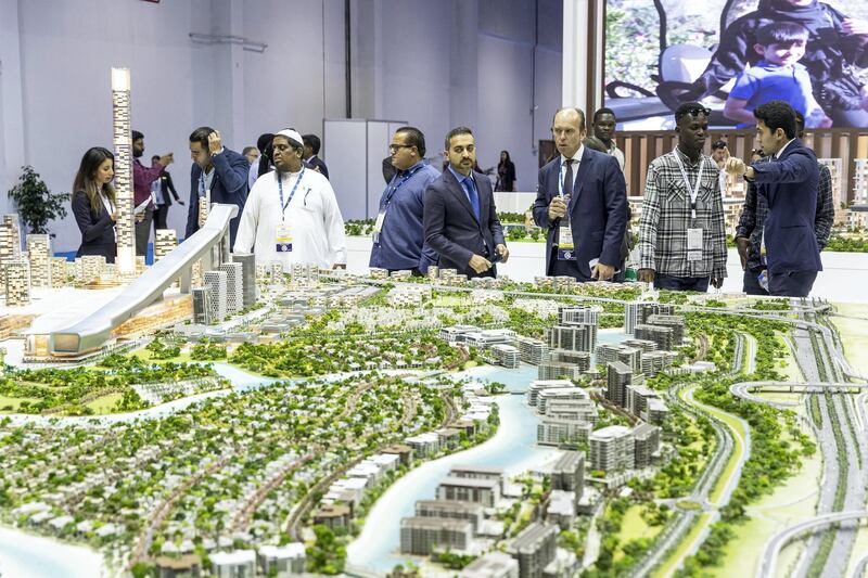 DUBAI, UNITED ARAB EMIRATES. 25 SEPTEMBER 2019. GENERAL SHOW IMAGE. Opening day of the 2019 Cityscape Exhibition. (Photo: Antonie Robertson/The National) Journalist: None. Section: National.
