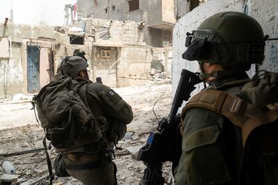 Israeli soldiers during military operations in the southern Gaza Strip. AFP