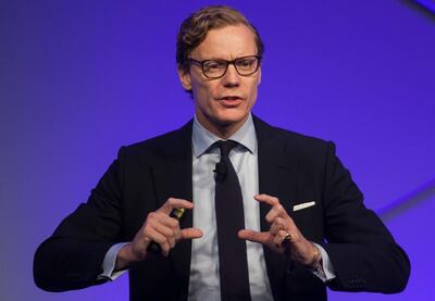 epa06615298 (FILE) - Alexander Nix, CEO of Cambridge Analytica, speaks at the Credit Lyonnais Securities Asia (CLSA) Investors Forum 2017 in Hong Kong, China, 13 September 2017, (reissued 20 March 2018). Elizabeth Denham, Britains Information Commissioner said on 19 March 2018 that 'A full understanding of the facts, data flows and data uses is imperative for my ongoing investigation. This includes any new information, statements or evidence that have come to light in recent days. 'Our investigation into the use of personal data for political campaigns, includes the acquisition and use of Facebook data by SCL, Doctor Kogan and Cambridge Analytica. 'This is a complex and far reaching investigation for my office and any criminal or civil enforcement actions arising from it will be pursued vigorously.' Cambridge Analytica is accused of using the personal data of 50 million Facebook members to influence the US presidential election in 2016.  EPA/ALEX HOFFORD *** Local Caption *** 53765162