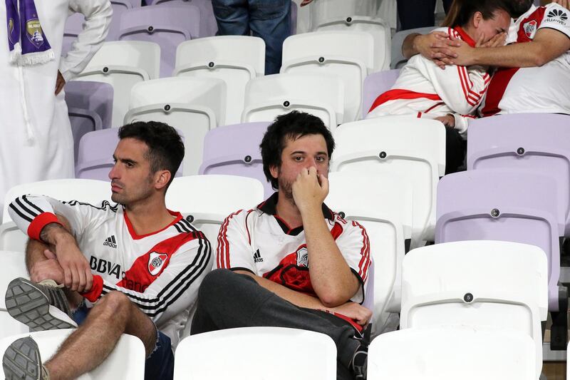 epa07239053 Fans of River Plate can't hide their disappointment. EPA