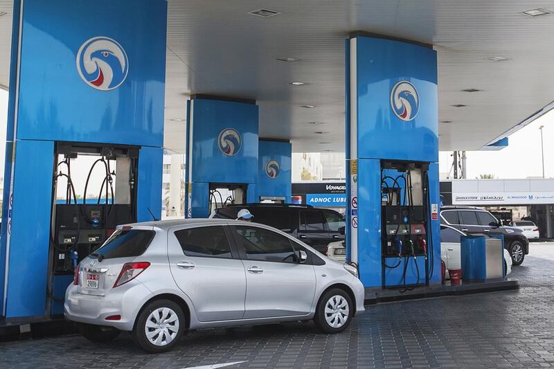 The price of a litre of octane 95 gasoline will fall to Dh1.36 from Dh1.47 at the start of next month, while diesel price will rise to Dh1.40 from Dh1.37. Mona Al Marzooqi / The National