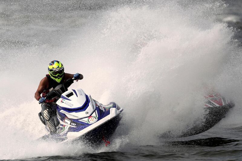 Ali Allanjawi of United Arab Emirates competes during JetSki Runabout Limited at the 2018 Asian Games in Jakarta, Indonesia. EPA