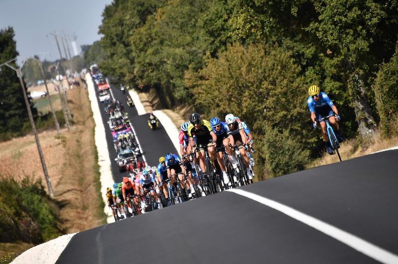 The peloton during STage 12 of the Tour de France on Thursday,  September 10. AFP
