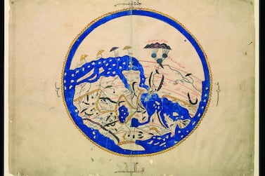 Muslim geographer al-Sharif al-Idrīsī’s world map, one of the greatest works of medieval map-making, draws on Islamic cosmology and geography. This circular world map, showing south at the top, was published in 1154 in Al Idrisi’s book, the Nuzhat al-mushtāq. Image credit: Bodleian Libraries, University of Oxford
