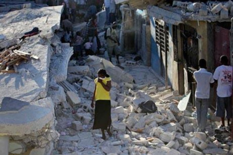 Homes in Port-au-Prince were reduced to rubble after the earthquake on January 12.