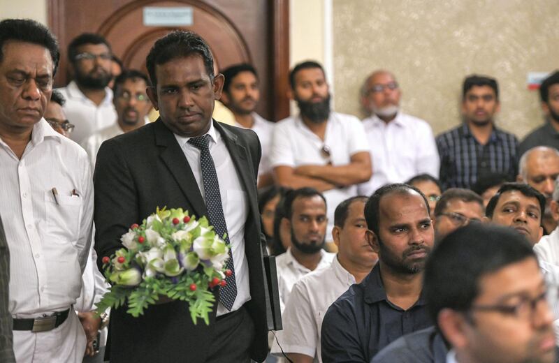 Abu Dhabi, United Arab Emirates - Multi religious remembrance ceremony for the people who lost their lives at the heinous terrorist attacks, which took place on Easter in Sri Lanka at the Sri Lankan Embassy in Abu Dhabi. Khushnum Bhandari for The National
