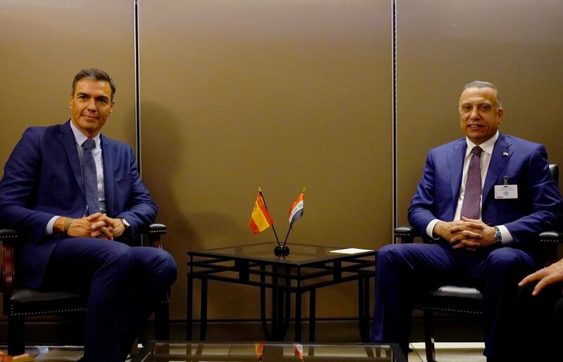 Mr Al Kadhimi meets Pedro Sanchez, Prime Minister of Spain. 