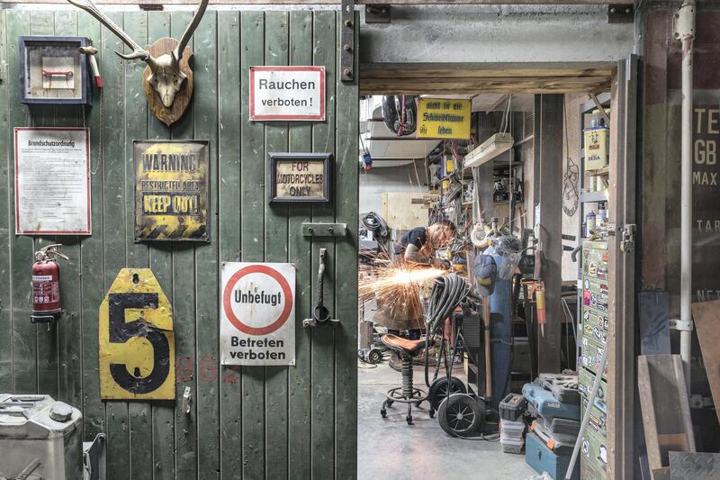 DUBAI, UNITED ARAB EMIRATES. 08 AUGUST 2017. Möto Custom Motorcycle workshop and space in Al Quoz. (Photo: Antonie Robertson/The National) Journalist: Adam Workman. Section: Motoring.