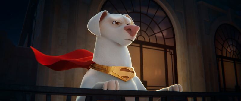 Krypto, voiced by Dwayne Johnson, in 'DC League of Super-Pets'. Photo: Warner Bros Pictures