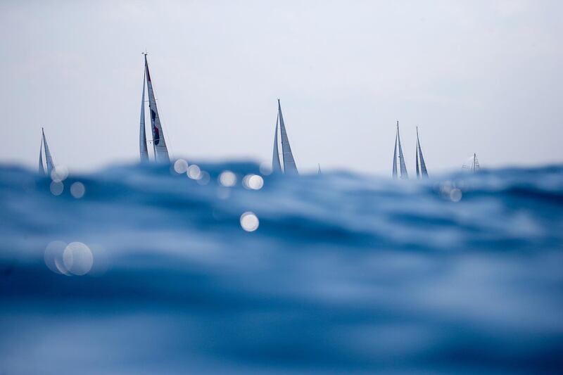 Boats compete during the fifth leg of the Izmir Winter Trophy 2019 sailing race off the coast of Izmir.  AFP