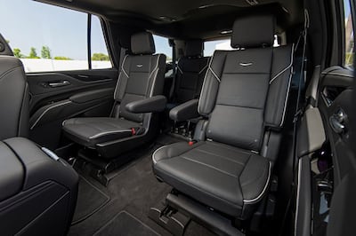 The new 2021 Escalade has second row sliding seats that allow for increased distance between the first and second row seats.