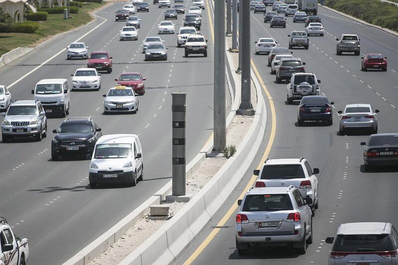 Tailgating was one of the main causes of traffic accidents between January and April, with 5,150 fines issued on Abu Dhabi roads. Mona Al Marzooqi / The National 

