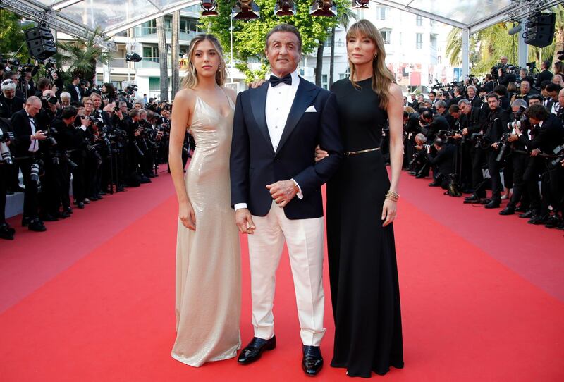 Sylvester Stallone poses with his wife Jennifer Flavin and daughter Sistine. Photo: Reuters
